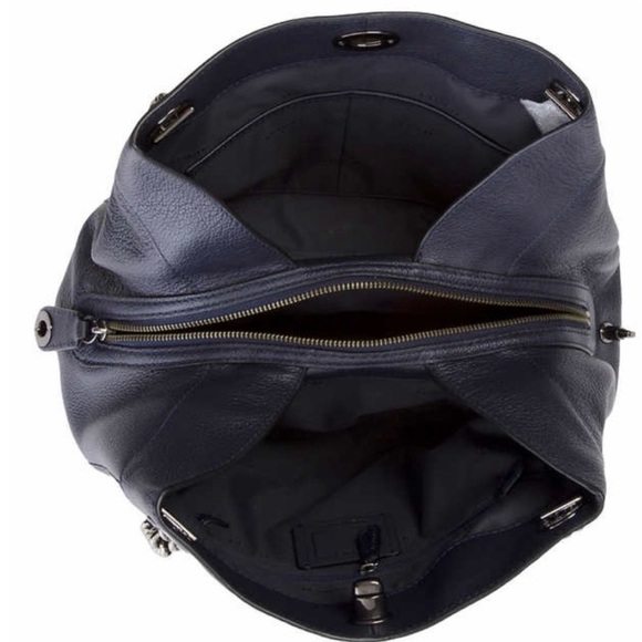 Coach Edie Dark Blue Leather Shoulder Bag - Picture 3 of 8